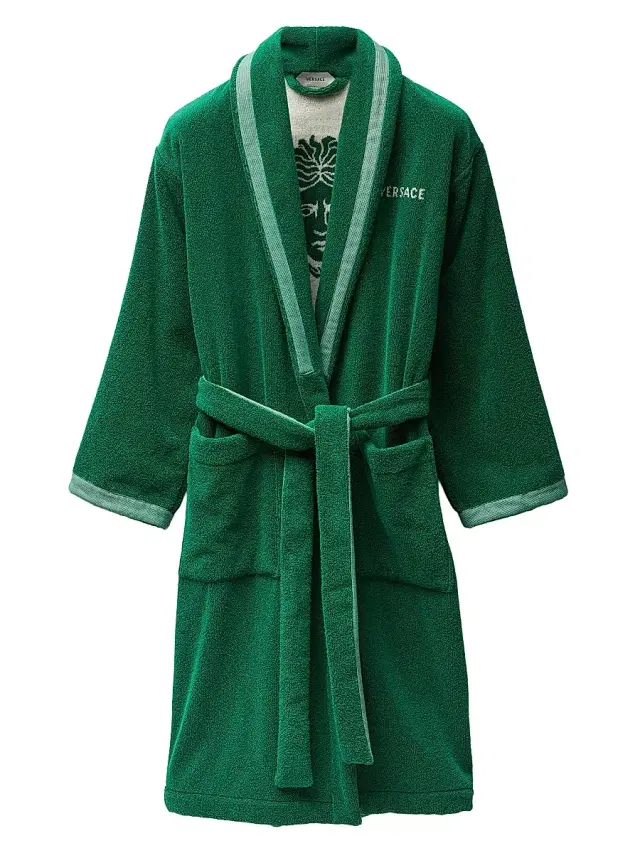 Versace Men's Jacquard Medusa Terry Robe - Green White