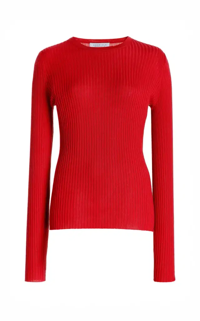 GABRIELA HEARST Browning Knit Sweater in Scarlet Red Cashmere Silk