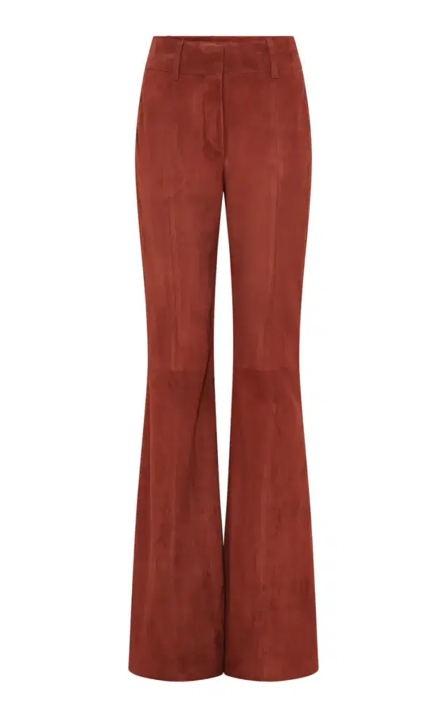 Gabriela Hearst Rhein Flare Pant in Burnt Sienna Suede