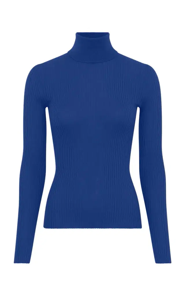 Gabriela Hearst Peppe Knit Turtleneck in Cobalt Cashmere Silk
