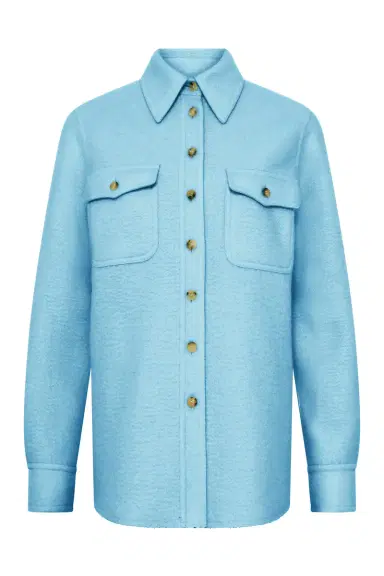 Gabriela Hearst John Austin Shirt in Light Blue Cashmere Felt | Thumbnail 1 Gabriela Hearst John Austin Shirt in Light Blue Cashmere Felt | Thumbnail 1