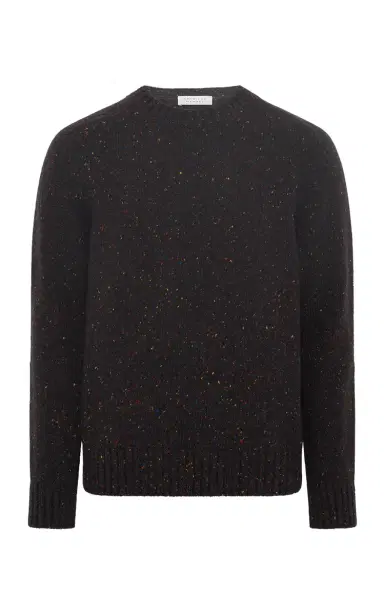 Gabriela Hearst Daniel Knit Sweater in Charcoal Multi Speckled Aran Cashmere | Thumbnail 1 Gabriela Hearst Daniel Knit Sweater in Charcoal Multi Speckled Aran Cashmere | Thumbnail 1