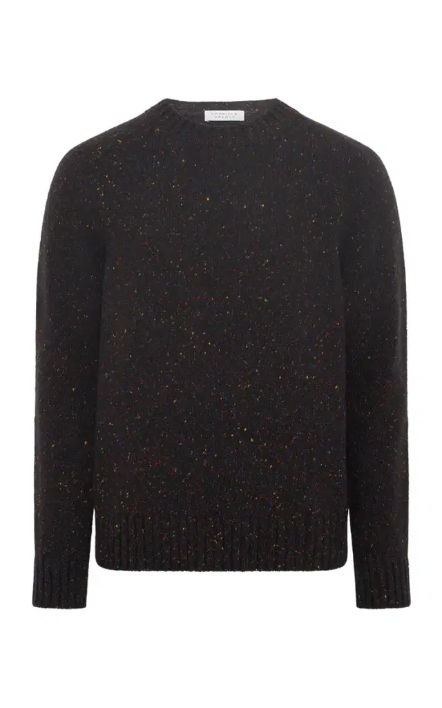 GABRIELA HEARST Daniel Knit Sweater in Charcoal Multi Speckled Aran Cashmere