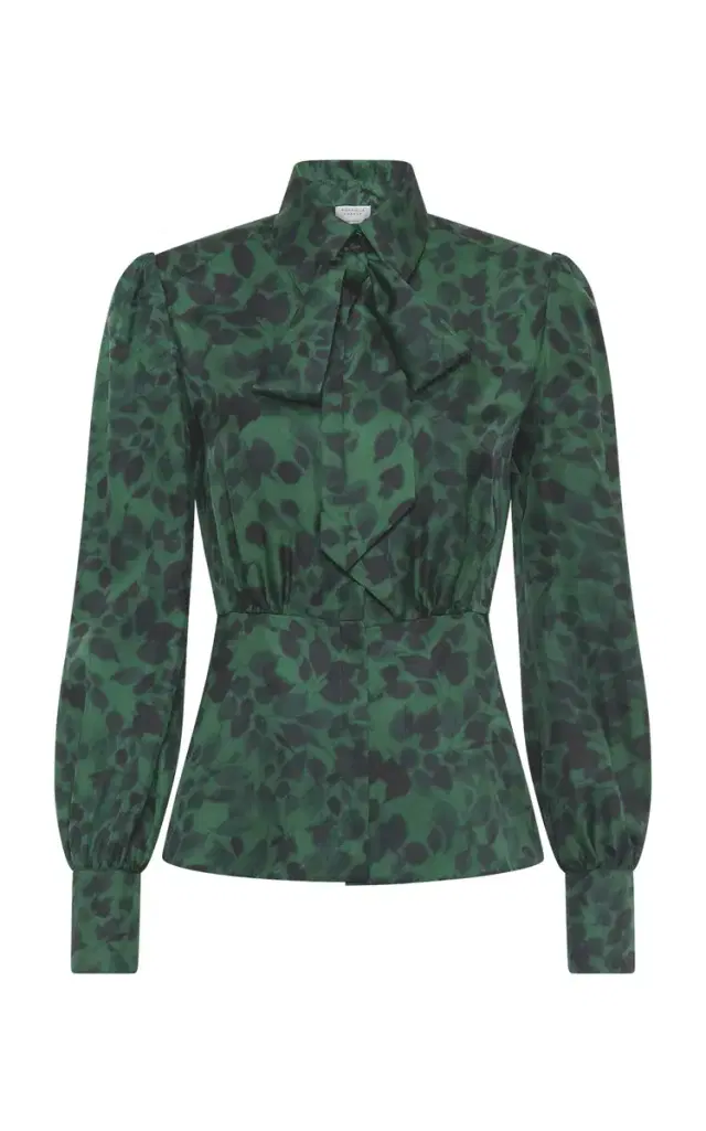 Gabriela Hearst Maisie Top in English Green Printed SIlk Twill