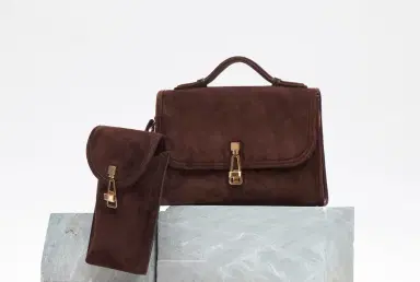 Gabriela Hearst Sunglasses Pouch in Dark Brown Suede | Thumbnail 4 Gabriela Hearst Sunglasses Pouch in Dark Brown Suede | Thumbnail 4