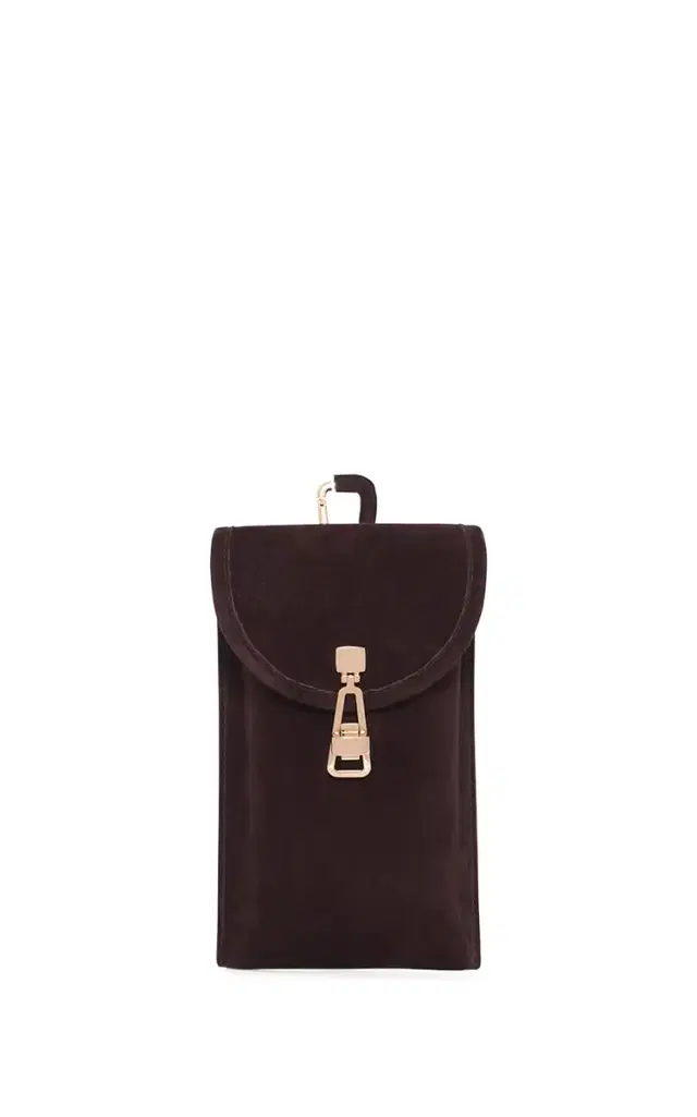 Gabriela Hearst Sunglasses Pouch in Dark Brown Suede