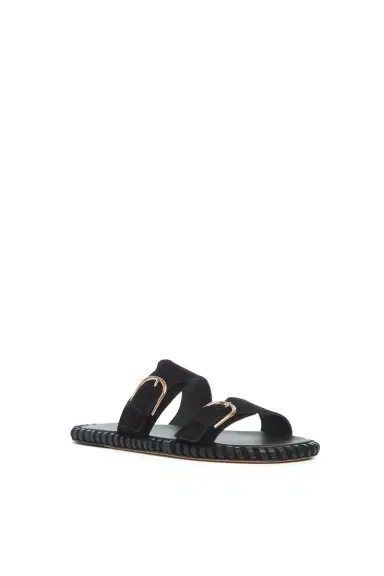 Gabriela Hearst Sage Flat Sandal in Black Suede | Thumbnail 2 Gabriela Hearst Sage Flat Sandal in Black Suede | Thumbnail 2