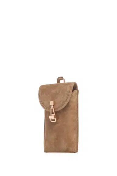Gabriela Hearst Sunglasses Pouch in Dark Sand Suede | Thumbnail 3
