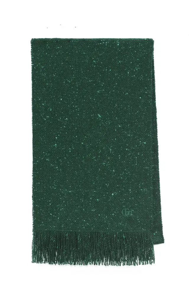 Gabriela Hearst Illumina Fringe Scarf in English Green Speckled Cashmere