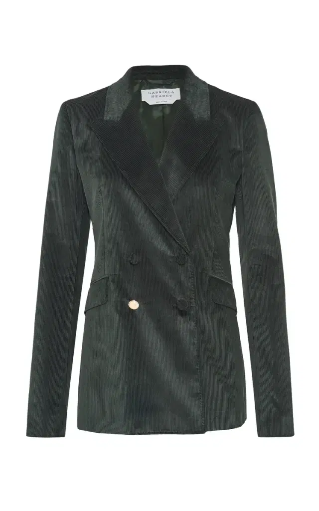 Gabriela Hearst Angela Blazer in English Green Sea Island Cotton Corduroy