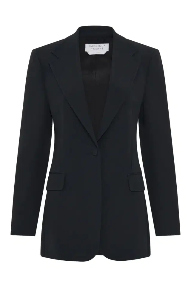 Gabriela Hearst Orren Blazer in Black Silk Wool Cady