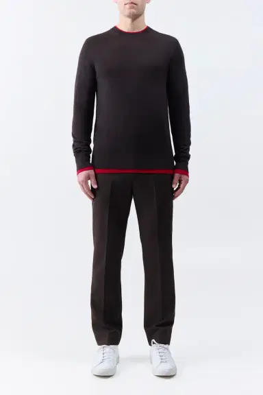 Gabriela Hearst Wells Reversible Knit Sweater in Chocolate & Scarlet Red Cashmere Silk | Thumbnail 3 Gabriela Hearst Wells Reversible Knit Sweater in Chocolate & Scarlet Red Cashmere Silk | Thumbnail 3