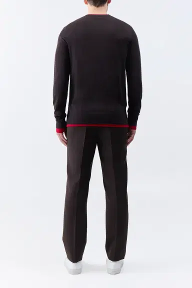 Gabriela Hearst Wells Reversible Knit Sweater in Chocolate & Scarlet Red Cashmere Silk | Thumbnail 5 Gabriela Hearst Wells Reversible Knit Sweater in Chocolate & Scarlet Red Cashmere Silk | Thumbnail 5