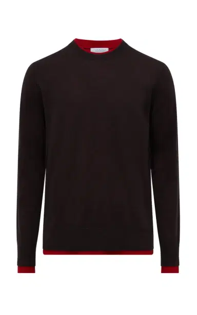 Gabriela Hearst Wells Reversible Knit Sweater in Chocolate & Scarlet Red Cashmere Silk | Thumbnail 1 Gabriela Hearst Wells Reversible Knit Sweater in Chocolate & Scarlet Red Cashmere Silk | Thumbnail 1