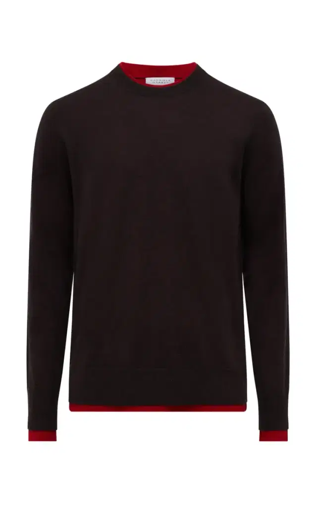 Gabriela Hearst Wells Reversible Knit Sweater in Chocolate & Scarlet Red Cashmere Silk
