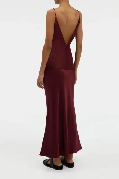 Gabriela Hearst Frei Maxi Skirt in Bordeaux Silk Satin | Thumbnail 4