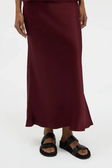 Gabriela Hearst Frei Maxi Skirt in Bordeaux Silk Satin | Thumbnail 5