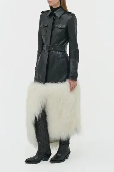 Gabriela Hearst Isak Trench Coat in Black Soft Leather & Cashmere Shearling | Thumbnail 3