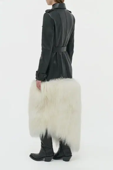 Gabriela Hearst Isak Trench Coat in Black Soft Leather & Cashmere Shearling | Thumbnail 4