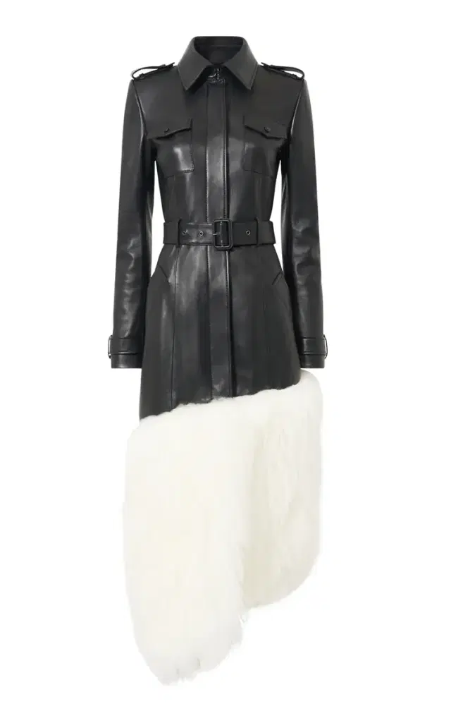 Gabriela Hearst Isak Trench Coat in Black Soft Leather &  Cashmere Shearling