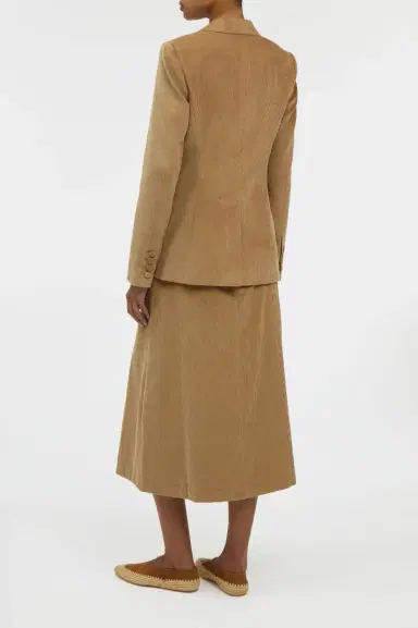 Gabriela Hearst Wesley Pleated Skirt in Camel Sea Island Cotton Corduroy | Thumbnail 4 Gabriela Hearst Wesley Pleated Skirt in Camel Sea Island Cotton Corduroy | Thumbnail 4