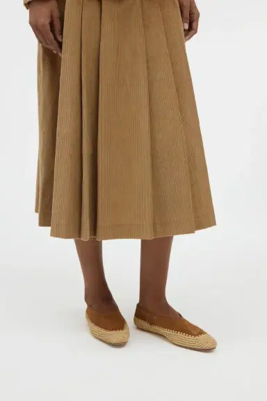 Gabriela Hearst Wesley Pleated Skirt in Camel Sea Island Cotton Corduroy | Thumbnail 5 Gabriela Hearst Wesley Pleated Skirt in Camel Sea Island Cotton Corduroy | Thumbnail 5