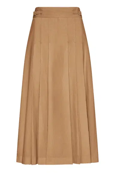 Gabriela Hearst Wesley Pleated Skirt in Camel Sea Island Cotton Corduroy | Thumbnail 1 Gabriela Hearst Wesley Pleated Skirt in Camel Sea Island Cotton Corduroy | Thumbnail 1