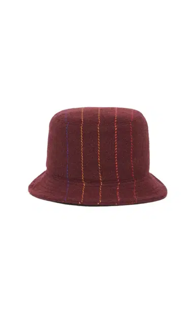 Gabriela Hearst Kiran Bucket Hat in Burnt Sienna Multi Pinstripe Wool Cashmere | Thumbnail 1