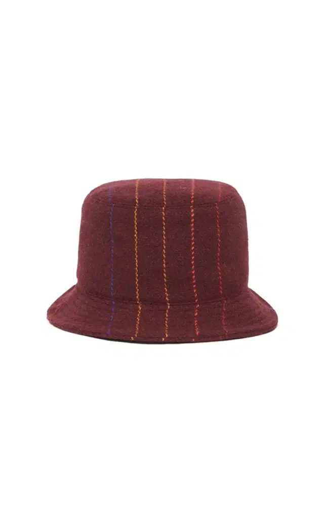 Gabriela Hearst Kiran Bucket Hat in Burnt Sienna Multi Pinstripe Wool Cashmere