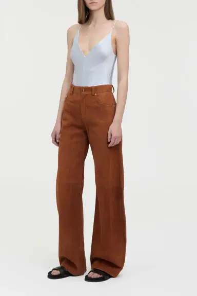 Gabriela Hearst Amoret Barrel-leg Jean in Cognac Suede | Thumbnail 4 Gabriela Hearst Amoret Barrel-leg Jean in Cognac Suede | Thumbnail 4