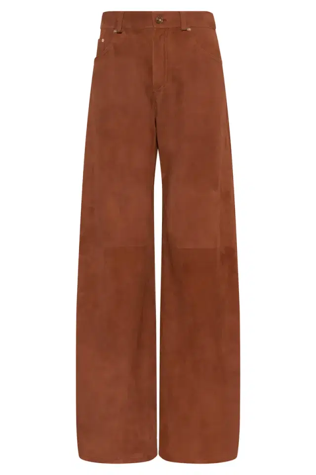 Gabriela Hearst Amoret Barrel-leg Jean in Cognac Suede