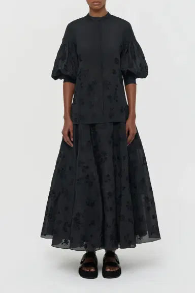 Gabriela Hearst Sofia Mia's Flowers Blouse in Black Embroidered Silk Organza | Thumbnail 5 Gabriela Hearst Sofia Mia's Flowers Blouse in Black Embroidered Silk Organza | Thumbnail 5