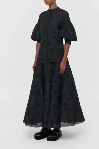 Gabriela Hearst Sofia Mia's Flowers Blouse in Black Embroidered Silk Organza | Thumbnail 6 Gabriela Hearst Sofia Mia's Flowers Blouse in Black Embroidered Silk Organza | Thumbnail 6
