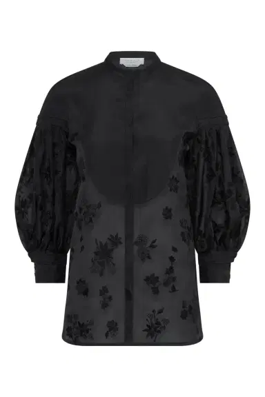 Gabriela Hearst Sofia Mia's Flowers Blouse in Black Embroidered Silk Organza | Thumbnail 1 Gabriela Hearst Sofia Mia's Flowers Blouse in Black Embroidered Silk Organza | Thumbnail 1