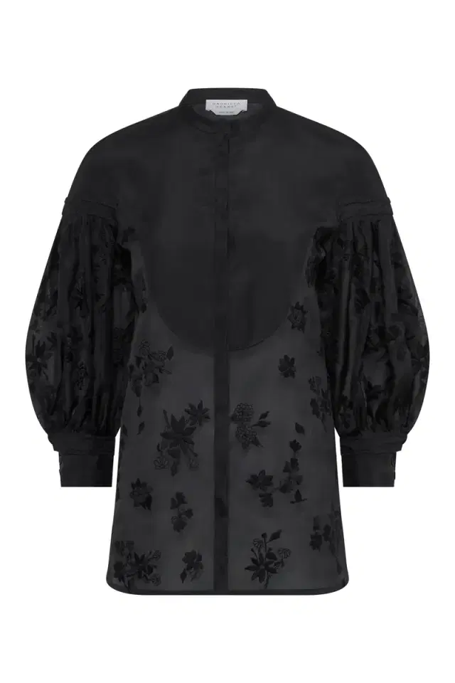 Gabriela Hearst Sofia Mia's Flowers Blouse in Black Embroidered Silk Organza
