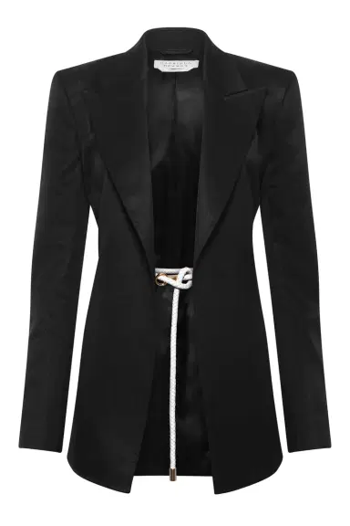 Gabriela Hearst Epona Rope Blazer in Black Textured Linen Slub | Thumbnail 1 Gabriela Hearst Epona Rope Blazer in Black Textured Linen Slub | Thumbnail 1