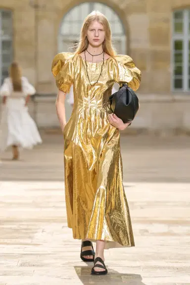 Gabriela Hearst Ranya Puff Sleeve Maxi Dress in Metallic Gold Linen Twill | Thumbnail 2 Gabriela Hearst Ranya Puff Sleeve Maxi Dress in Metallic Gold Linen Twill | Thumbnail 2
