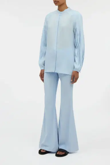 Gabriela Hearst Laetitia Blouse in Light Blue Aloe Linen | Thumbnail 3