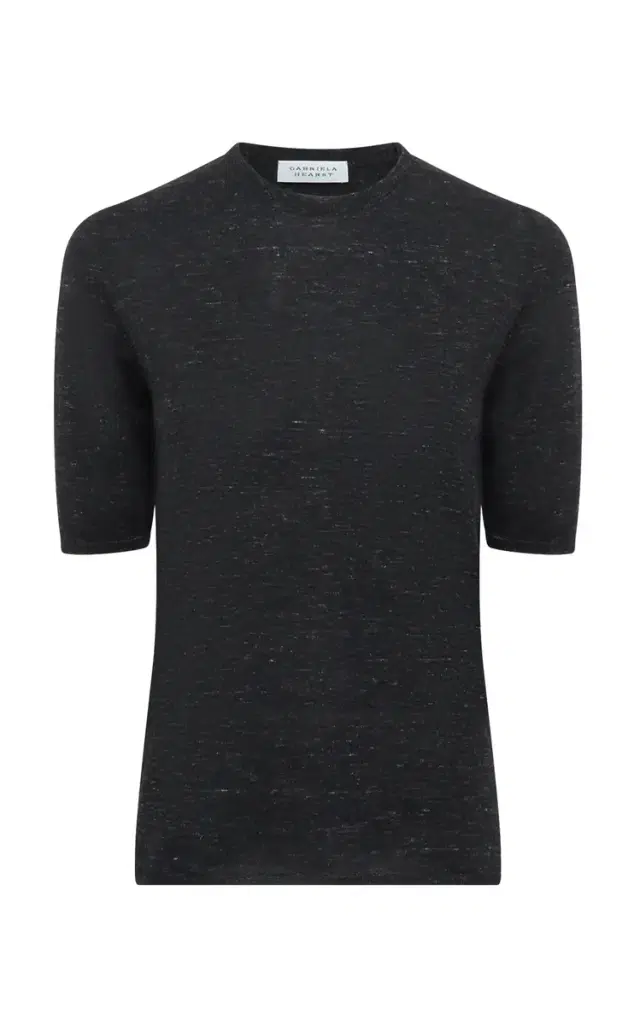 Gabriela Hearst Chryse Knit T-Shirt in Black Cashmere Silk with Hemp