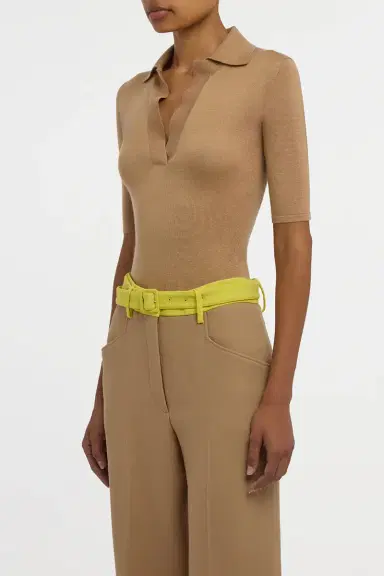 Gabriela Hearst Caius Knit Short Sleeve Polo in Camel Cashmere Silk | Thumbnail 3 Gabriela Hearst Caius Knit Short Sleeve Polo in Camel Cashmere Silk | Thumbnail 3