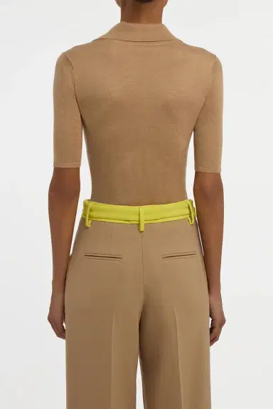 Gabriela Hearst Caius Knit Short Sleeve Polo in Camel Cashmere Silk | Thumbnail 4 Gabriela Hearst Caius Knit Short Sleeve Polo in Camel Cashmere Silk | Thumbnail 4