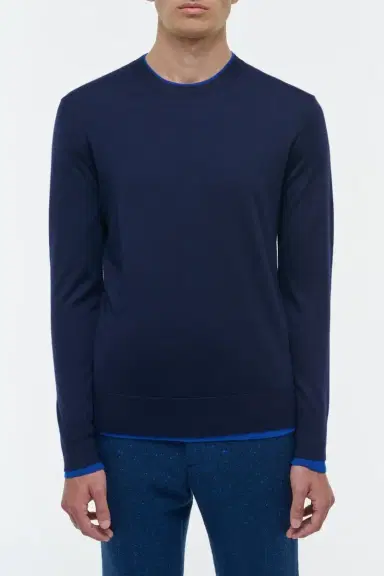Gabriela Hearst Wells Reversible Knit Sweater in Electric Navy & Cobalt Cashmere Silk | Thumbnail 2 Gabriela Hearst Wells Reversible Knit Sweater in Electric Navy & Cobalt Cashmere Silk | Thumbnail 2