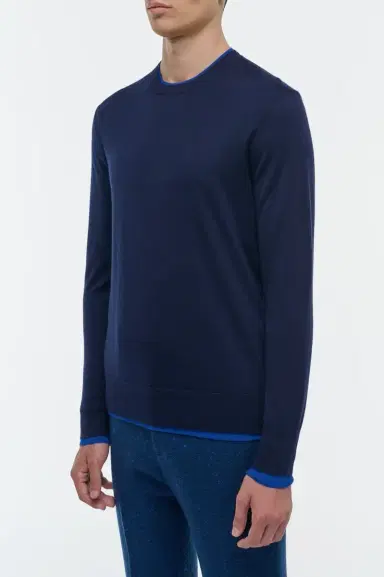 Gabriela Hearst Wells Reversible Knit Sweater in Electric Navy & Cobalt Cashmere Silk | Thumbnail 3 Gabriela Hearst Wells Reversible Knit Sweater in Electric Navy & Cobalt Cashmere Silk | Thumbnail 3