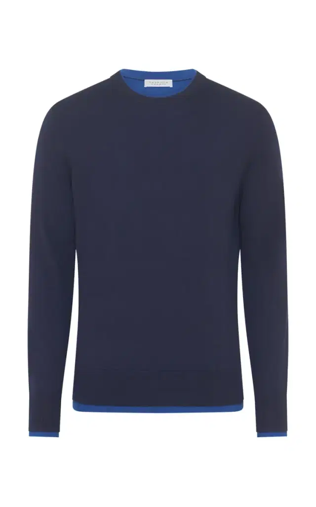 Gabriela Hearst Wells Reversible Knit Sweater in Electric Navy & Cobalt Cashmere Silk