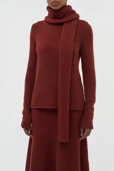 GABRIELA HEARST Tulsi Knit Scarf in Burnt Sienna Cashmere | Thumbnail 2 GABRIELA HEARST Tulsi Knit Scarf in Burnt Sienna Cashmere | Thumbnail 2