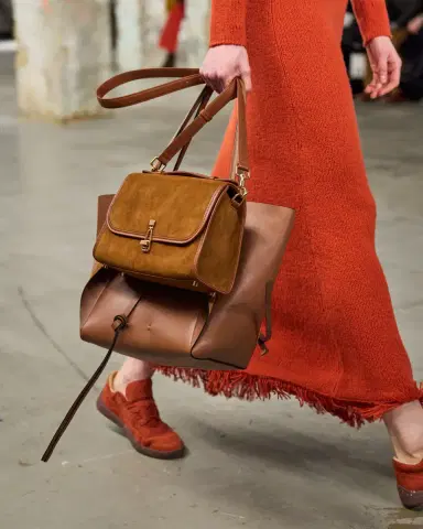 Gabriela Hearst Medium Leonora Flap Bag in Cognac Suede | Thumbnail 2
