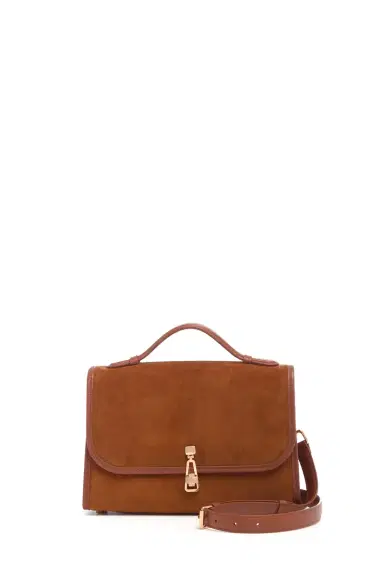 Gabriela Hearst Medium Leonora Flap Bag in Cognac Suede | Thumbnail 1