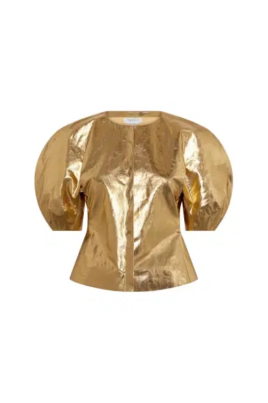 Gabriela Hearst Waverly Top in Metallic Gold Linen Twill | Thumbnail 1