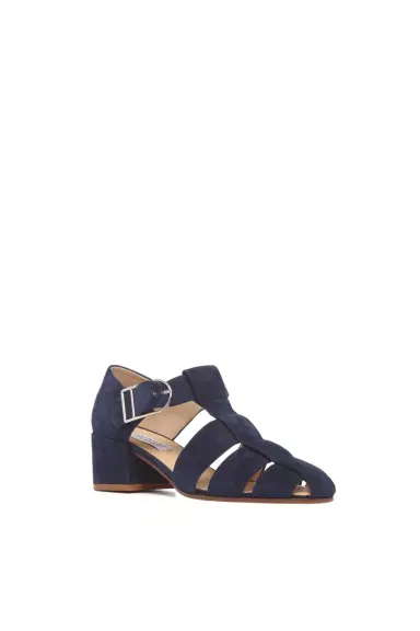 Gabriela Hearst Lyle Block Heel Pump Sandal in Electric Navy Suede | Thumbnail 2