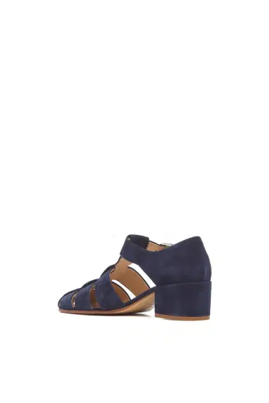 Gabriela Hearst Lyle Block Heel Pump Sandal in Electric Navy Suede | Thumbnail 3
